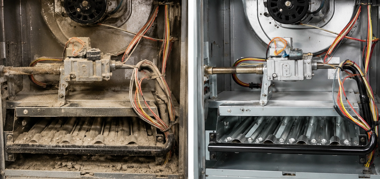 Before and After Furnace Cleaning